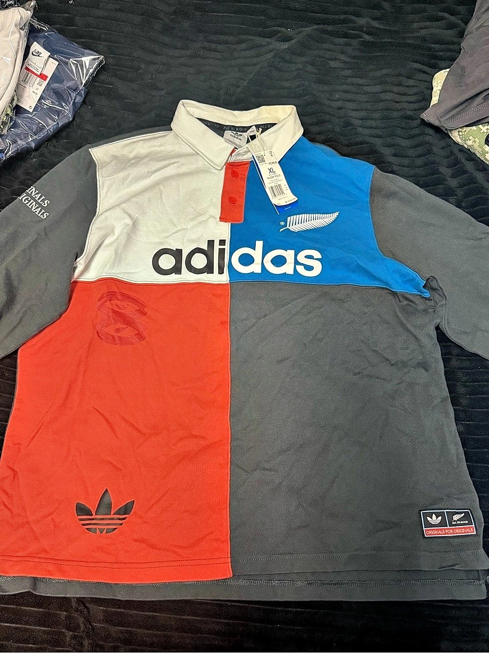 adidas Originals x All Blacks Heritage Rugby Polo Gray & Blue